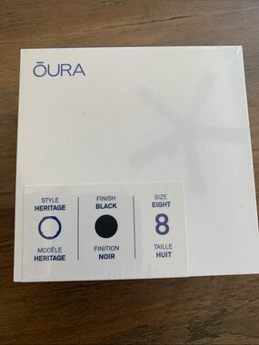 New ŌURA Heritage Ring sealed Box - Black Finish (Size 8) Gen 3